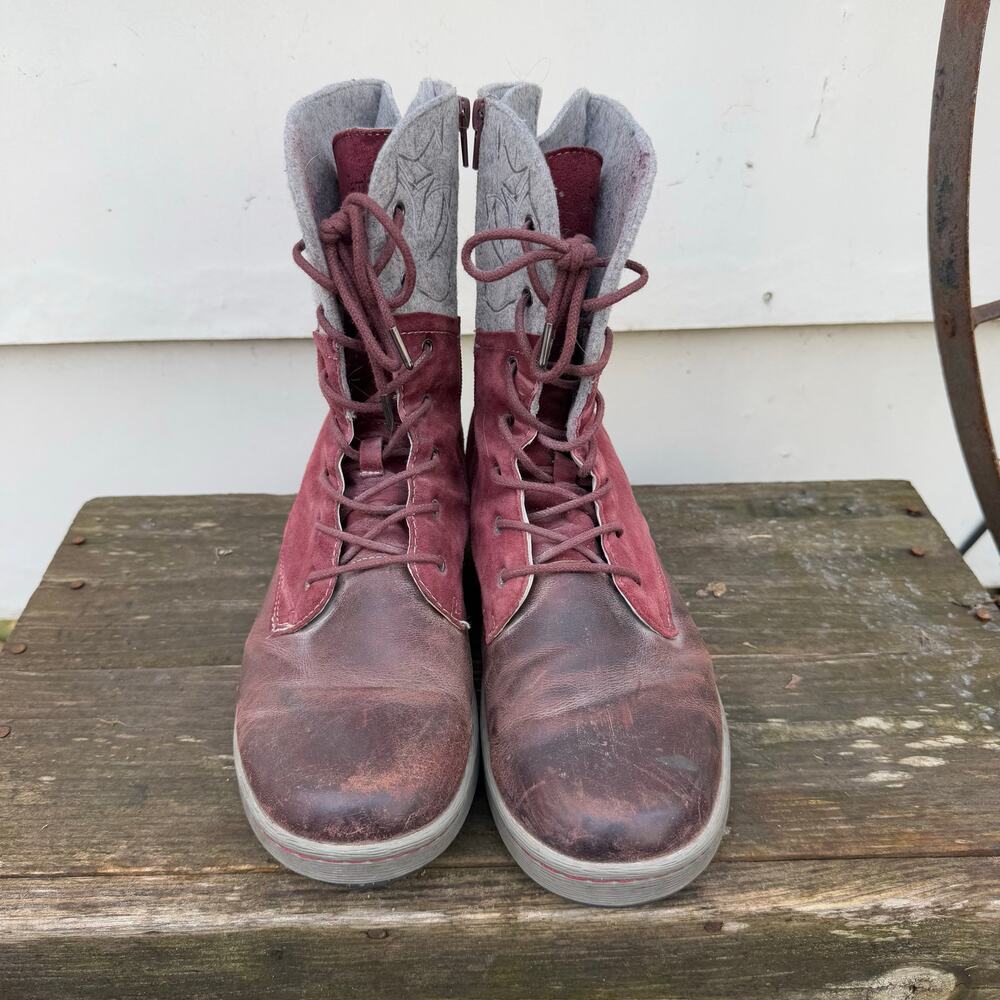Jambu Hemlock Combat Boots Burgundy and Gray Leather Lace Up 9.5M - Picture 2 of 8